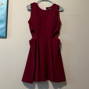 Lulu's Toast to You Wine Red Cutout Skater Dress Women's Size M